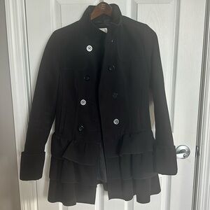Black Ruffle Pea Coat